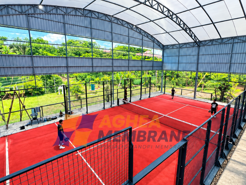 Pemasangan Kanopi Membrane Area Lapangan Padel Garut